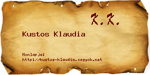 Kustos Klaudia névjegykártya